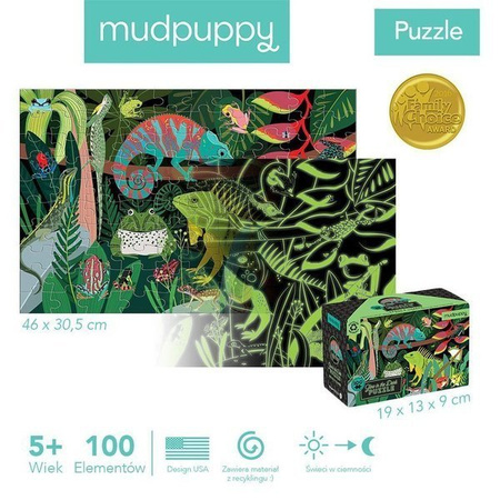 Mudpuppy Puzzle świecące w ciemności Żaby i Jaszczurki 100 elementów 5+