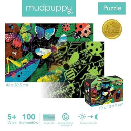 Mudpuppy Puzzle świecące w ciemności Insekty 100 elementów 5+