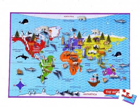 The Purple Cow Puzzle w metalowej kuli Mapa Świata 100 elementów
